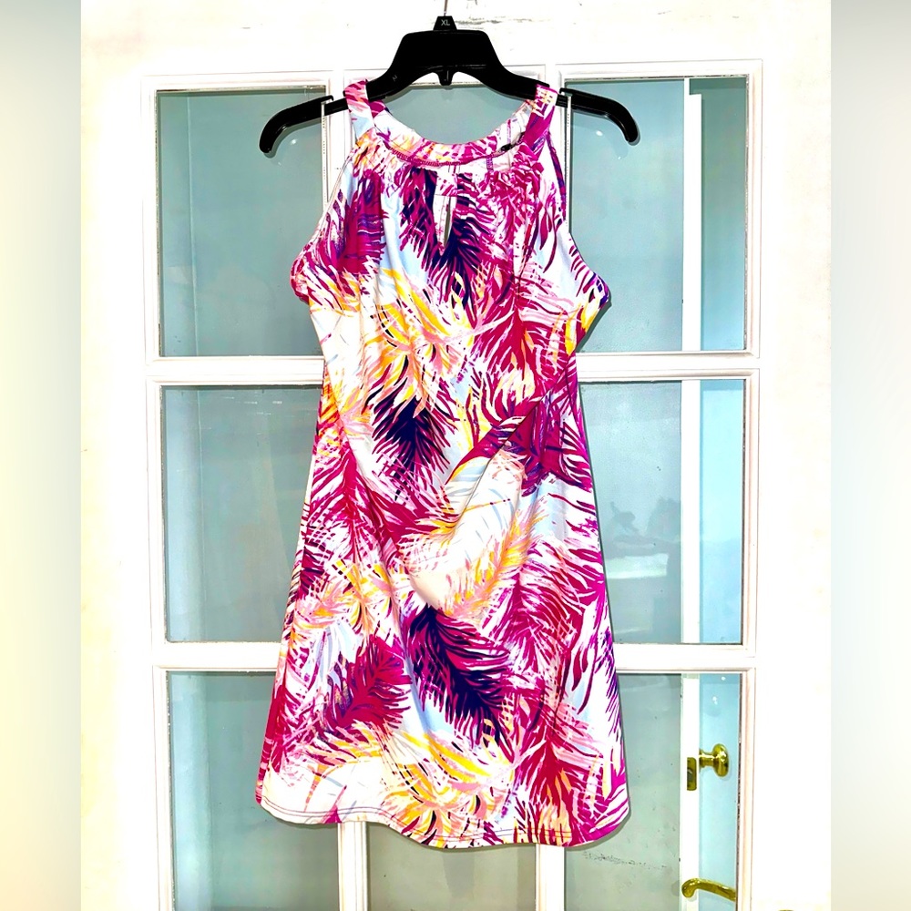 Aryeh Pink White Yellow Tropical Print Mini Dress